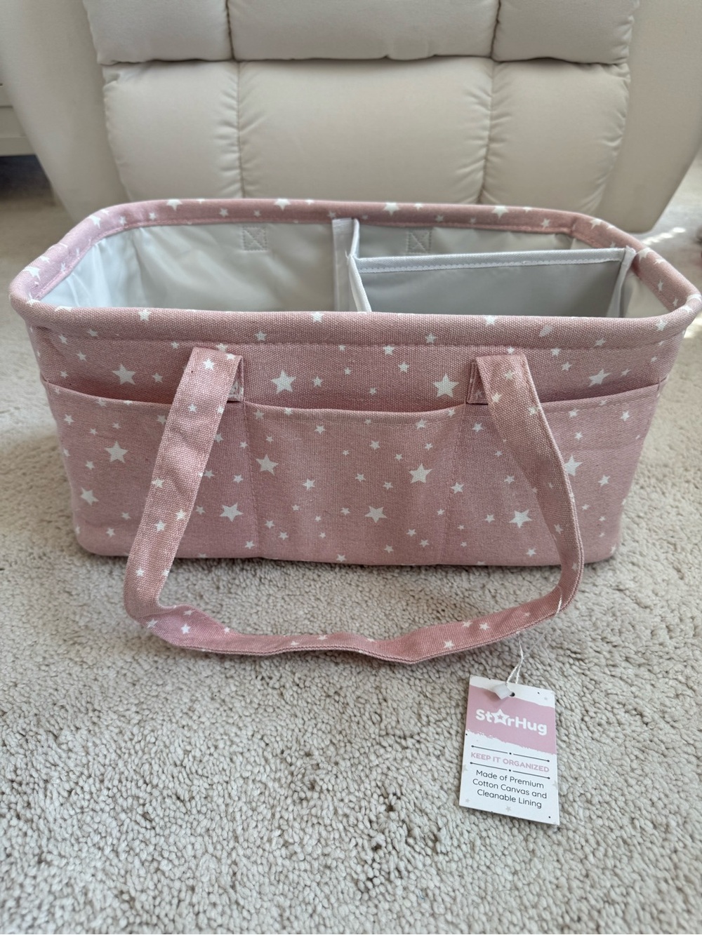 StarHug Pink Star Canvas Organizer Tote